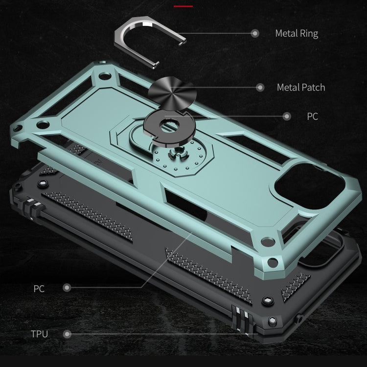 For Samsung Galaxy A22 5G Shockproof TPU + PC Protective Case with 360 Degree Rotating Holder(Dark Green) - Galaxy Phone Cases by PMC TechLife | Online Shopping South Africa | PMC TechLife