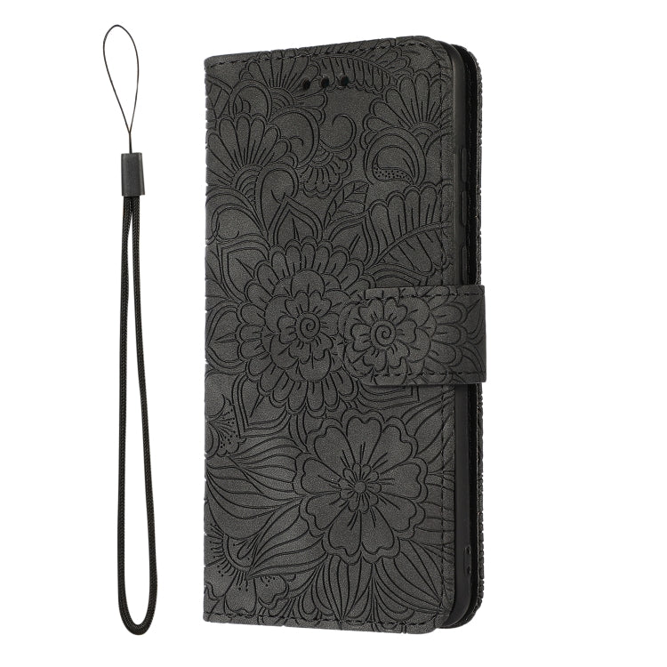 For Huawei P30 Skin Feel Embossed Sunflower Horizontal Flip Leather Case with Holder & Card Slots & Wallet & Lanyard(Black) - Huawei Cases by PMC Jewellery | Online Shopping South Africa | PMC Jewellery