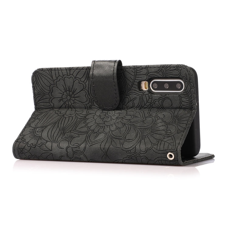 For Huawei P30 Skin Feel Embossed Sunflower Horizontal Flip Leather Case with Holder & Card Slots & Wallet & Lanyard(Black) - Huawei Cases by PMC Jewellery | Online Shopping South Africa | PMC Jewellery