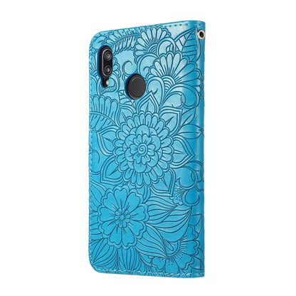 For Huawei P20 lite Skin Feel Embossed Sunflower Horizontal Flip Leather Case with Holder & Card Slots & Wallet & Lanyard(Blue) - Huawei Cases by PMC Jewellery | Online Shopping South Africa | PMC Jewellery