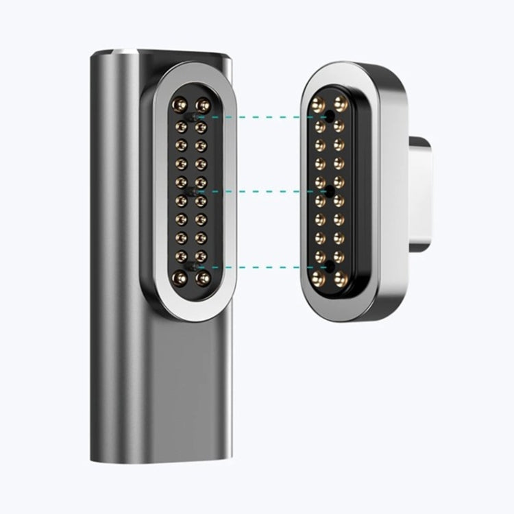 100W USB-C / Type-C Female to 20 Pin Magnetic USB-C / Type-C Male Elbow Adapter (Silver) - Cable & Adapter by PMC Jewellery | Online Shopping South Africa | PMC Jewellery | Buy Now Pay Later Mobicred