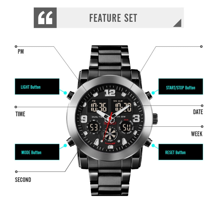 SKMEI 1642 Three-time Display Luminous Electronic Watch, Support Alarm Clock(Silver) - free shipping - PMC TechLife - Order now!