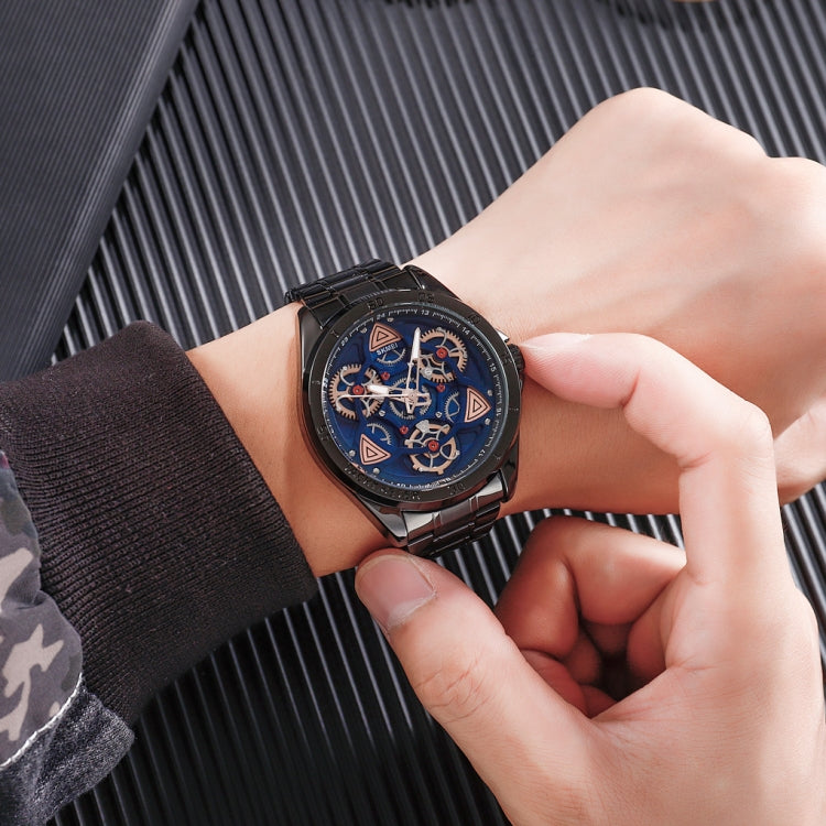 SKMEI 1678 Men Waterproof Quartz Watch with Rotatable Gear Dial(Silver Shell Black Surface) - free shipping - PMC TechLife - Order now!
