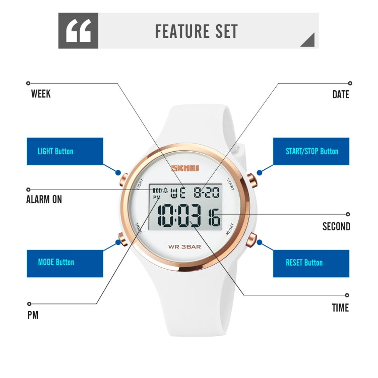 SKMEI 1720 Round Dial LED Digital Display Luminous Silicone Strap Electronic Watch(Black) - free shipping - PMC TechLife - Order now!