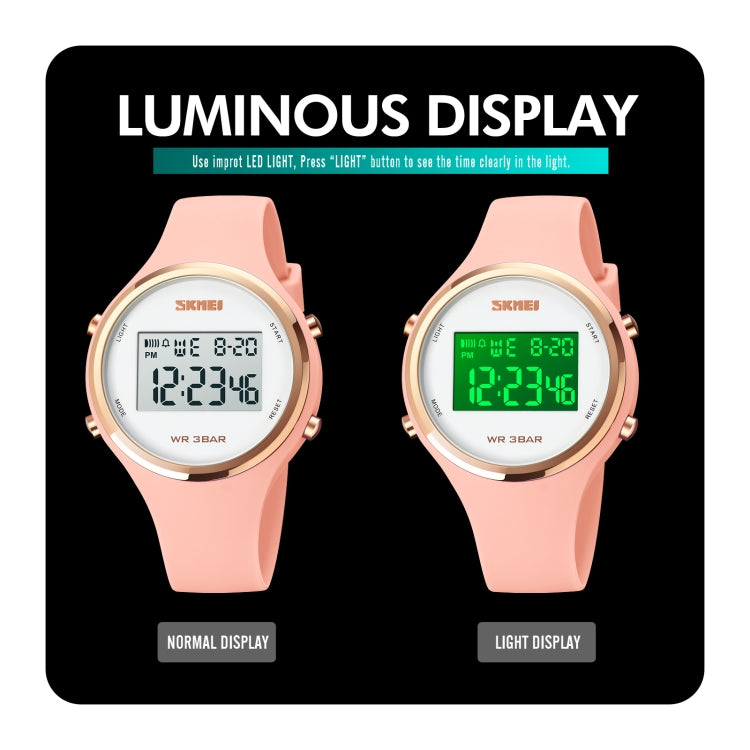 SKMEI 1720 Round Dial LED Digital Display Luminous Silicone Strap Electronic Watch(White) - free shipping - PMC TechLife - Order now!