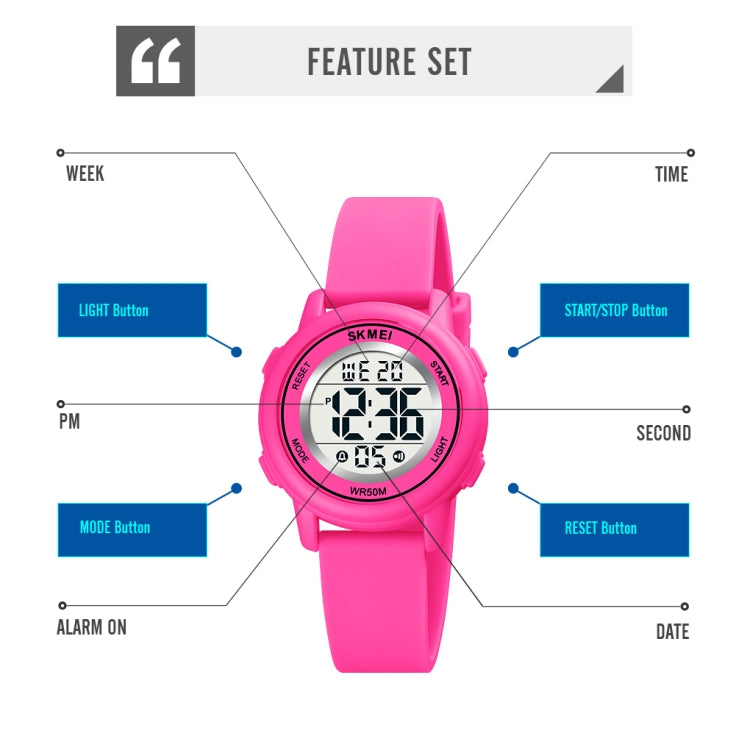 SKMEI 1721 Triplicate Round Dial LED Digital Display Luminous Silicone Strap Electronic Watch(Pink) - free shipping - PMC TechLife - Order now!