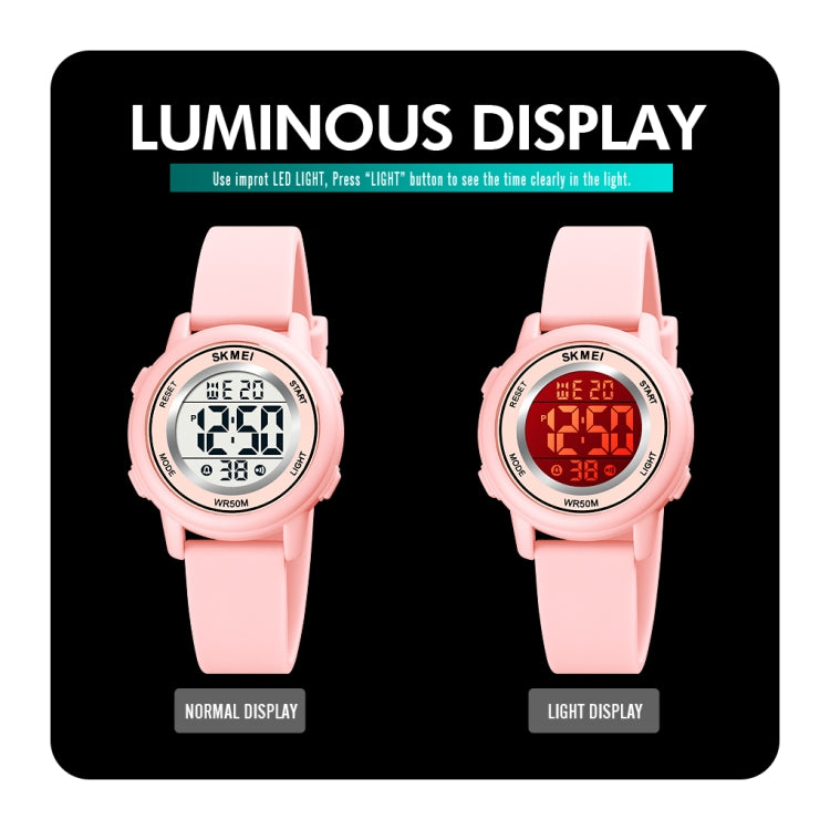 SKMEI 1721 Triplicate Round Dial LED Digital Display Luminous Silicone Strap Electronic Watch(Pink Blue) - free shipping - PMC TechLife - Order now!
