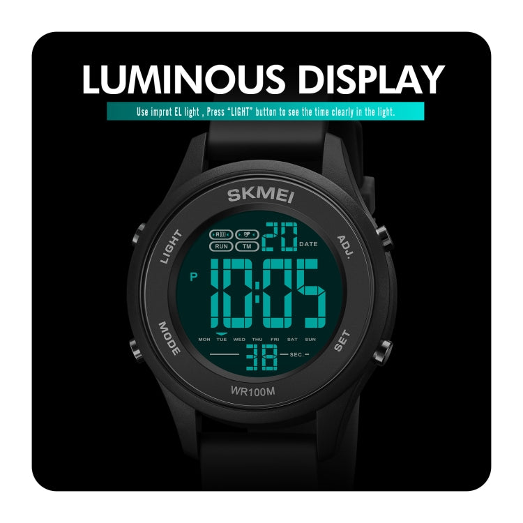 SKMEI 1758 Multifunctional LED Digital Display Luminous Silicone Strap Electronic Watch(Black) - free shipping - PMC TechLife - Order now!