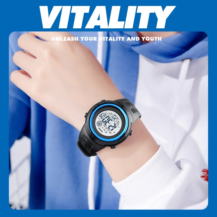 SKMEI 1773 Triplicate Round LED Dual Time Digital Display Colorful Backlight Electronic Watch(Blue Black) - free shipping - PMC TechLife - Order now!