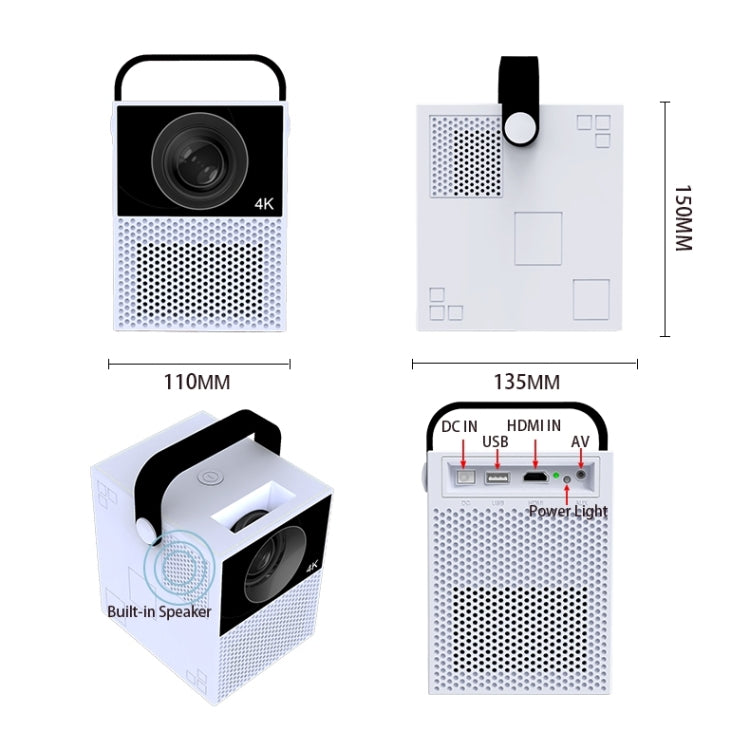 WEJOY Y2 1920x1080P 100 ANSI Lumens Portable Home Theater LED HD Digital Projector, Touch Control Version, Android 9.0, 2G+16G, US Plug - LED Projector by WEJOY | Online Shopping South Africa | PMc TechLife | Buy Now Pay Later Mobicred
