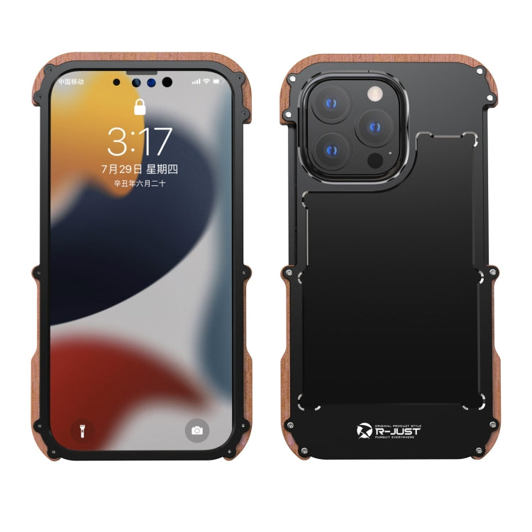 For iPhone 13 Pro R-JUST Ironwood Man Shockproof Metal + Wood Bumper Protective Case - iPhone 13 Pro Cases by R-JUST | Online Shopping South Africa | PMC TechLife | Buy Now Pay Later Mobicred
