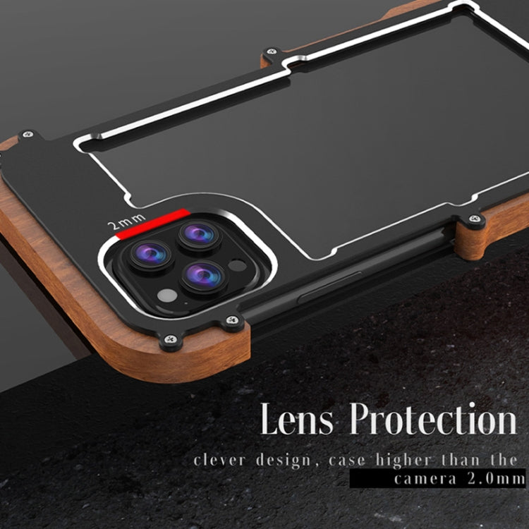For iPhone 13 Pro Max R-JUST Ironwood Man Shockproof Metal + Wood Bumper Protective Case - free shipping - PMC TechLife - Order now!