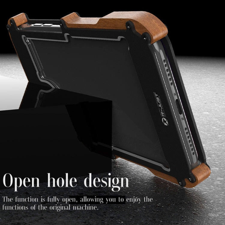 For iPhone 13 Pro Max R-JUST Ironwood Man Shockproof Metal + Wood Bumper Protective Case - free shipping - PMC TechLife - Order now!