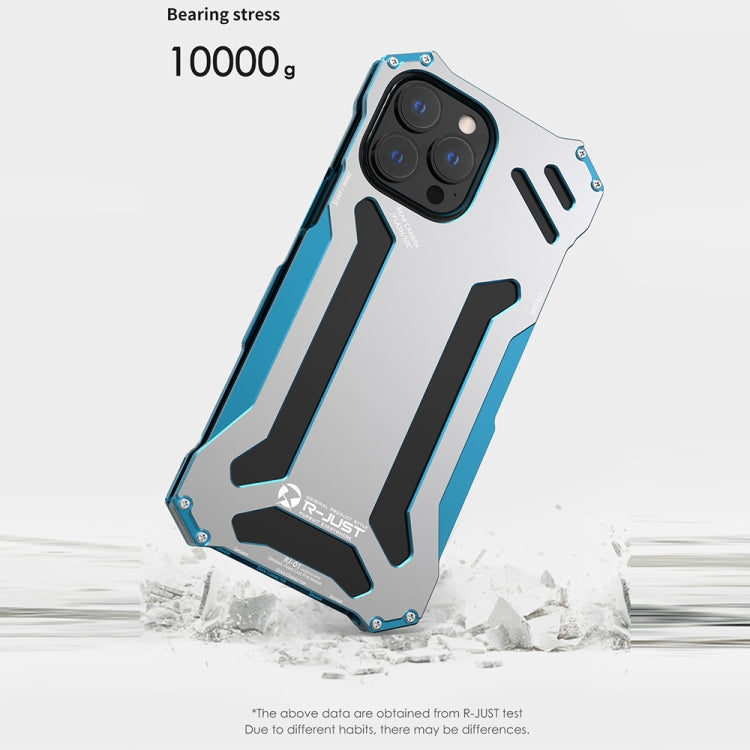 For iPhone 13 mini R-JUST Shockproof Armor Metal Protective Case (Blue) - iPhone 13 mini Cases by R-JUST | Online Shopping South Africa | PMC Jewellery