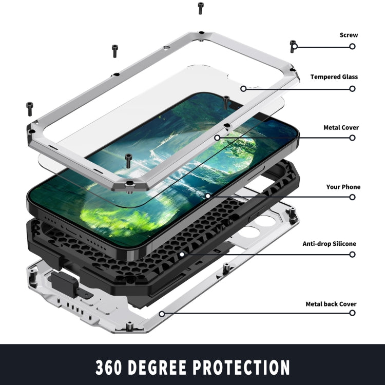 For iPhone 13 Pro Max R-JUST Sliding Camera Shockproof Life Waterproof Dust-proof Metal + Silicone Protective Case with Holder (Silver) - iPhone 13 Pro Max Cases by R-JUST | Online Shopping South Africa | PMC Jewellery