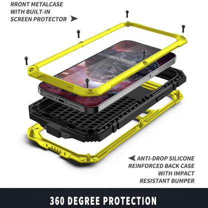 For iPhone 13 Pro Max R-JUST Shockproof Waterproof Dust-proof Metal + Silicone Protective Case with Holder (Yellow) - iPhone 13 Pro Max Cases by R-JUST | Online Shopping South Africa | PMC Jewellery
