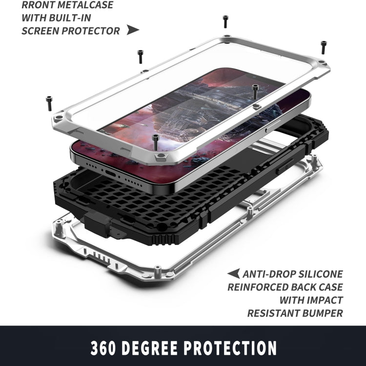 For iPhone 13 Pro Max R-JUST Shockproof Waterproof Dust-proof Metal + Silicone Protective Case with Holder (Silver) - iPhone 13 Pro Max Cases by R-JUST | Online Shopping South Africa | PMC Jewellery | Buy Now Pay Later Mobicred