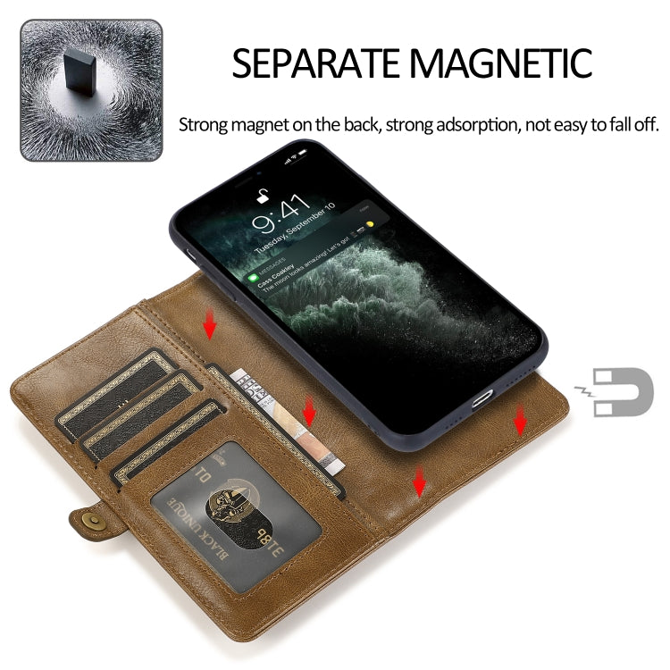 For iPhone 13 Pro Strong Magnetic Detachable Horizontal Flip Leather Case with Card Slots & Wallet (Brown) - iPhone 13 Pro Cases by PMC TechLife | Online Shopping South Africa | PMC TechLife