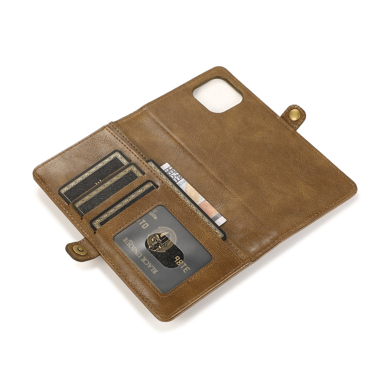 For iPhone 13 Pro Strong Magnetic Detachable Horizontal Flip Leather Case with Card Slots & Wallet (Brown) - iPhone 13 Pro Cases by PMC TechLife | Online Shopping South Africa | PMC TechLife