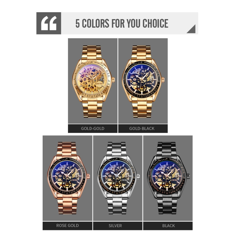 SKMEI 9194 Men Mechanical Gear Dial Automatic Mechanical Watch(Gold Black) - free shipping - PMC TechLife - Order now!