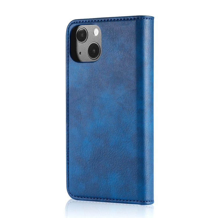 For iPhone 13 DG.MING Crazy Horse Texture Flip Detachable Magnetic Leather Case with Holder & Card Slots & Wallet(Blue) - iPhone 13 Cases by DG.MING | Online Shopping South Africa | PMC Jewellery