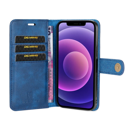 For iPhone 13 DG.MING Crazy Horse Texture Flip Detachable Magnetic Leather Case with Holder & Card Slots & Wallet(Blue) - iPhone 13 Cases by DG.MING | Online Shopping South Africa | PMC Jewellery