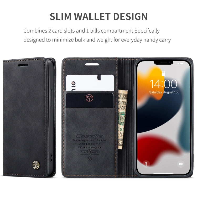 For iPhone 13 CaseMe-013 Multifunctional Retro Frosted Horizontal Flip Leather Case with Card Slot & Holder & Wallet(Black) - iPhone 13 Cases by CaseMe | Online Shopping South Africa | PMC Jewellery | Buy Now Pay Later Mobicred