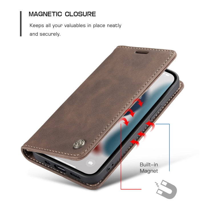 For iPhone 13 Pro CaseMe-013 Multifunctional Retro Frosted Horizontal Flip Leather Case with Card Slot & Holder & Wallet (Coffee) - iPhone 13 Pro Cases by CaseMe | Online Shopping South Africa | PMC Jewellery | Buy Now Pay Later Mobicred