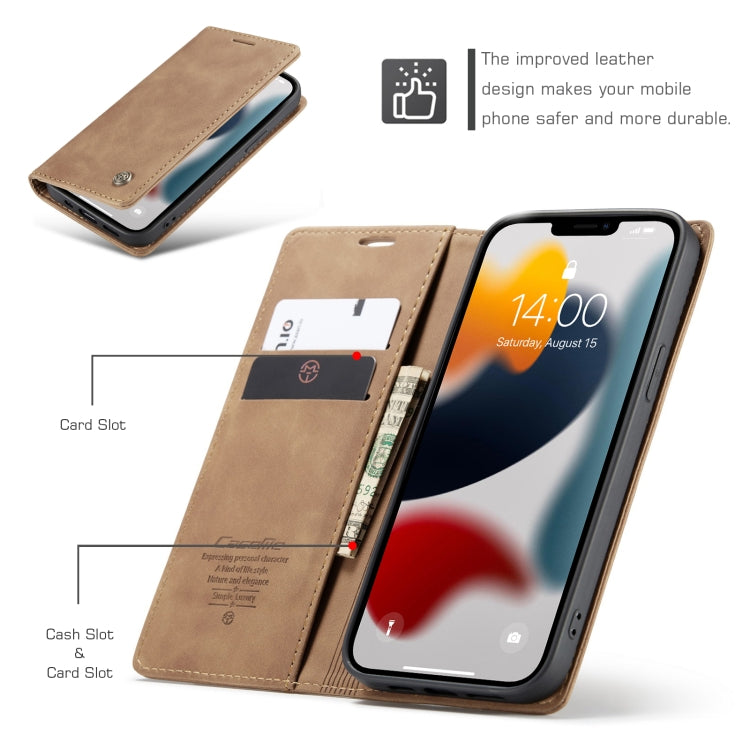 For iPhone 13 Pro CaseMe-013 Multifunctional Retro Frosted Horizontal Flip Leather Case with Card Slot & Holder & Wallet (Brown) - iPhone 13 Pro Cases by CaseMe | Online Shopping South Africa | PMC Jewellery | Buy Now Pay Later Mobicred