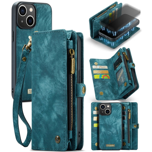 For iPhone 13 CaseMe-008 Detachable Multifunctional Horizontal Flip Leather Case with Card Slot & Holder & Zipper Wallet & Photo Frame(Blue) - iPhone 13 Cases by CaseMe | Online Shopping South Africa | PMC Jewellery | Buy Now Pay Later Mobicred