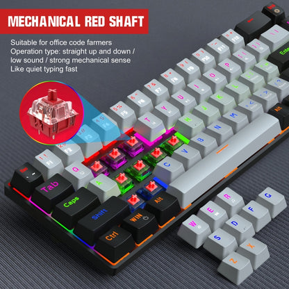 HXSJ V800 68 Keys Type-C Wired Cool Backlight Mechanical Keyboard(Red Shaft) - Wired Keyboard by HXSJ | Online Shopping South Africa | PMC Jewellery | Buy Now Pay Later Mobicred