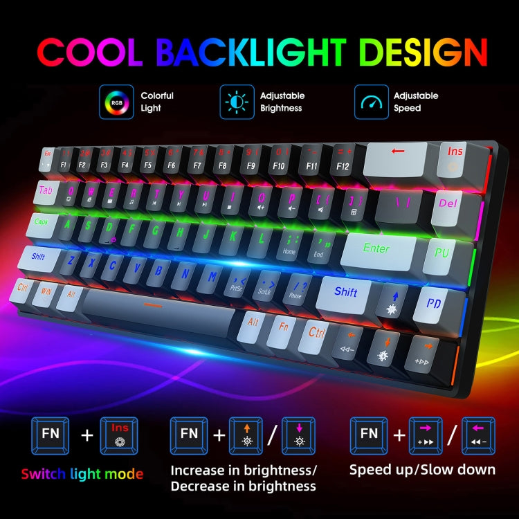 HXSJ V800 68 Keys Type-C Wired Cool Backlight Mechanical Keyboard(Blue Shaft) - Wired Keyboard by HXSJ | Online Shopping South Africa | PMC Jewellery | Buy Now Pay Later Mobicred