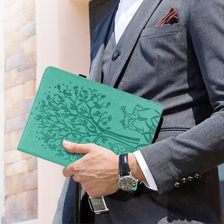For Huawei MediaPad T3 10 Tree & Deer Pattern Pressed Printing Horizontal Flip PU Leather Case with Holder & Card Slots(Green) - free shipping - PMC TechLife - Order now!