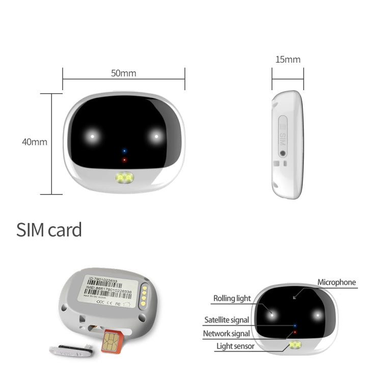 ReachFar RF-V47 IP67 Multi-function Mini GPS Pet Tracker with LED Light & Silicone Case(Black) - Pet Tracker by REACHFAR | Online Shopping South Africa | PMC TechLife | Buy Now Pay Later Mobicred