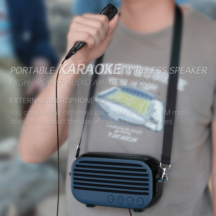 New Rixing NR-3000M Bluetooth 5.0 Portable Karaoke Wireless Bluetooth Speaker with Microphone & Shoulder Strap(Black) - Desktop Speaker by NewRixing | Online Shopping South Africa | PMC Jewellery | Buy Now Pay Later Mobicred