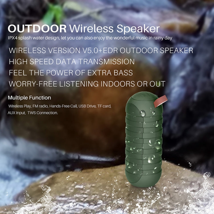 NewRixing NR-3025 TWS Outdoor Portable Splashproof Bluetooth Speaker with Flashlight Function(Green) - Desktop Speaker by NewRixing | Online Shopping South Africa | PMC Jewellery | Buy Now Pay Later Mobicred