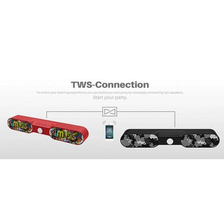 NewRixing NR-4017A TWS Graffiti Soundbar Bluetooth Speaker with Knob(Music Melody) - Desktop Speaker by NewRixing | Online Shopping South Africa | PMC Jewellery | Buy Now Pay Later Mobicred