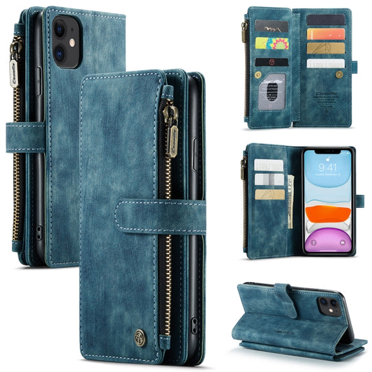 For iPhone 11 CaseMe-C30 PU + TPU Multifunctional Horizontal Flip Leather Case with Holder & Card Slot & Wallet & Zipper Pocket (Blue) - iPhone 11 Cases by CaseMe | Online Shopping South Africa | PMC Jewellery | Buy Now Pay Later Mobicred