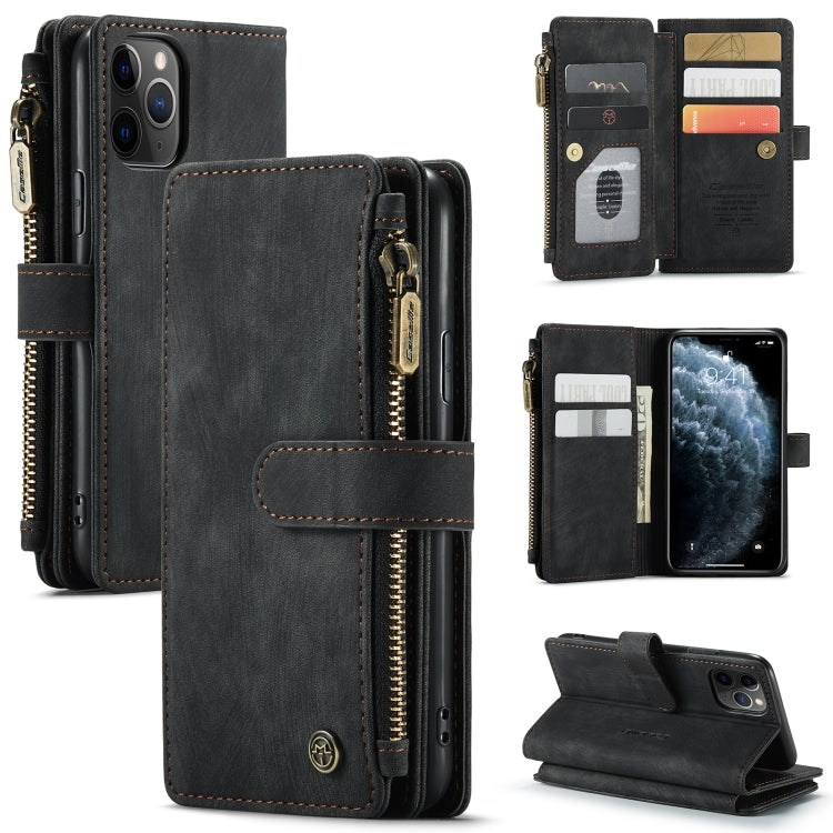 For iPhone 11 Pro CaseMe-C30 PU + TPU Multifunctional Horizontal Flip Leather Case with Holder & Card Slot & Wallet & Zipper Pocket (Black) - iPhone 11 Pro Cases by CaseMe | Online Shopping South Africa | PMC Jewellery | Buy Now Pay Later Mobicred