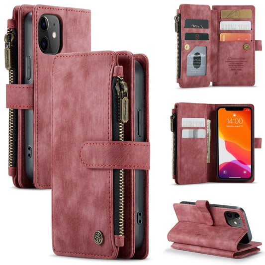 For iPhone 12 mini CaseMe-C30 PU + TPU Multifunctional Horizontal Flip Leather Case with Holder & Card Slot & Wallet & Zipper Pocket (Red) - iPhone 12 mini Cases by CaseMe | Online Shopping South Africa | PMC Jewellery | Buy Now Pay Later Mobicred