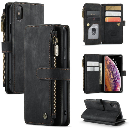 For iPhone X / XS CaseMe-C30 PU + TPU Multifunctional Horizontal Flip Leather Case with Holder & Card Slot & Wallet & Zipper Pocket(Black) - More iPhone Cases by CaseMe | Online Shopping South Africa | PMC Jewellery | Buy Now Pay Later Mobicred