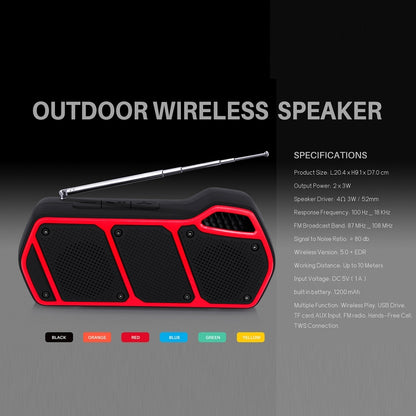 NewRixing NR-5011fm Outdoor Portable Bluetooth Speakerr, Support Hands-free Call / TF Card / FM / U Disk(Orange) - Desktop Speaker by NewRixing | Online Shopping South Africa | PMC Jewellery | Buy Now Pay Later Mobicred