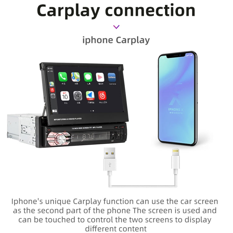 9601C HD 7 inch Universal Car Manually Retractable Screen MP5 Player with Carplay, Support FM & Bluetooth & TF Card - Car MP3 & MP4 & MP5 by PMC TechLife | Online Shopping South Africa | PMC TechLife | Buy Now Pay Later Mobicred