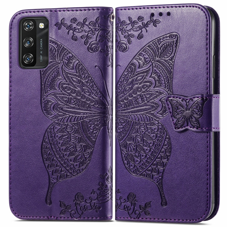 For Blackview A100 Butterfly Love Flower Embossed Horizontal Flip Leather Case with Holder & Card Slots & Wallet & Lanyard(Dark Purple) - More Brand by PMC Jewellery | Online Shopping South Africa | PMC Jewellery | Buy Now Pay Later Mobicred