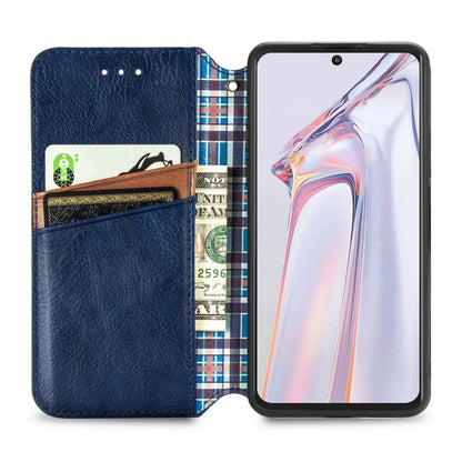 For Blackview A100 Cubic Grid Pressed Horizontal Flip Magnetic PU Leather Case with Holder & Card Slots & Wallet(Blue) - More Brand by PMC Jewellery | Online Shopping South Africa | PMC Jewellery | Buy Now Pay Later Mobicred