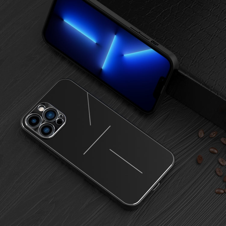 For iPhone 13 R-JUST RJ-52 3-Line Style Metal TPU Shockproof Protective Case(Black) - iPhone 13 Cases by R-JUST | Online Shopping South Africa | PMC TechLife | Buy Now Pay Later Mobicred