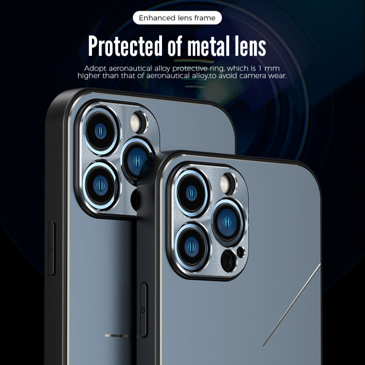 For iPhone 13 Pro R-JUST RJ-52 3-Line Style Metal TPU Shockproof Protective Case (Black) - iPhone 13 Pro Cases by R-JUST | Online Shopping South Africa | PMC Jewellery