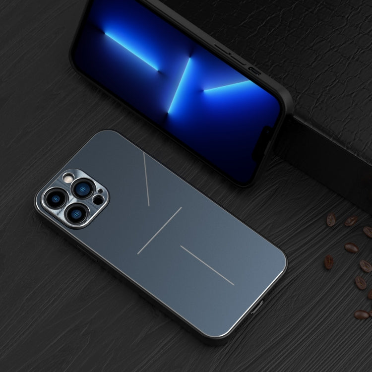 For iPhone 12 Pro R-JUST RJ-52 3-Line Style Metal TPU Shockproof Protective Case(Blue) - iPhone 12 / 12 Pro Cases by R-JUST | Online Shopping South Africa | PMC TechLife | Buy Now Pay Later Mobicred