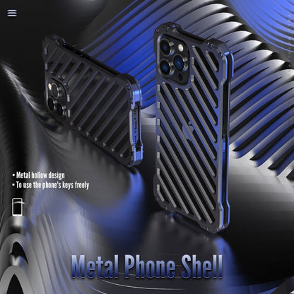 For iPhone 12 Pro R-JUST RJ-50 Hollow Breathable Armor Metal Shockproof Protective Case(Silver Grey) - iPhone 12 / 12 Pro Cases by R-JUST | Online Shopping South Africa | PMC Jewellery
