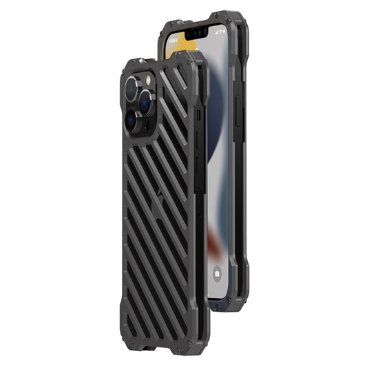 For iPhone 12 Pro Max R-JUST RJ-50 Hollow Breathable Armor Metal Shockproof Protective Case(Silver Grey) - iPhone 12 Pro Max Cases by R-JUST | Online Shopping South Africa | PMC Jewellery